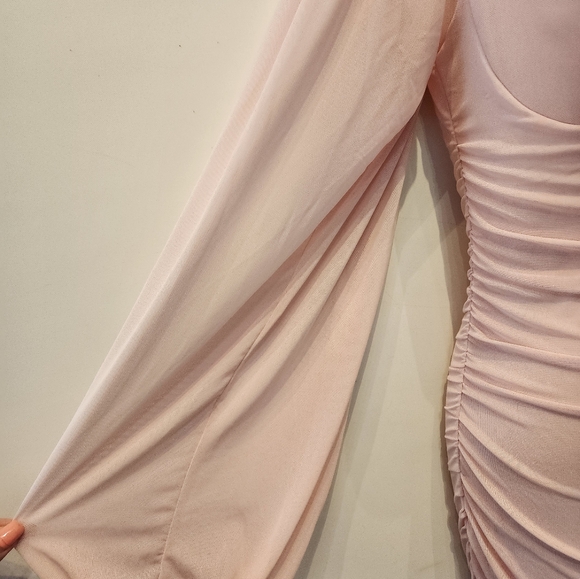 New Pink Bodycon Dress Pencil Dress with Bishop Sleeves Size S - Picture 4 of 7